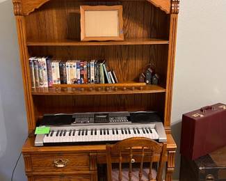 Wood Desk and bookshelf