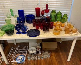 Vintage glassware Cobalt and Carnival glass