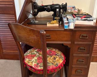 Vintage Pfaff 130 Sewing Machine with Cabinet