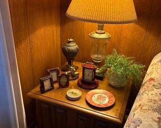 End Table with Storage, Lamp, Decor