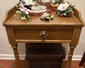 Vintage Wooden Side Accent Table with Drawer, Andrea