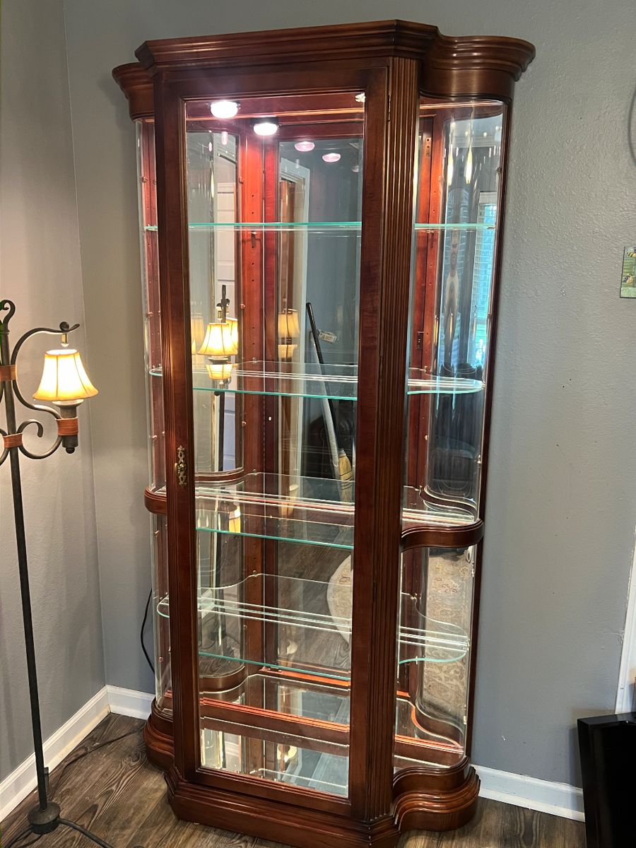 Glass Curio Cabinet w/ Curved glass