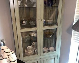 Sage Green Corner Display Cabinet