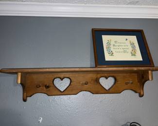 Vintage pine heart shelf