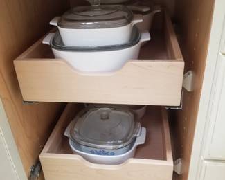 Pull-out shelves; Corningware