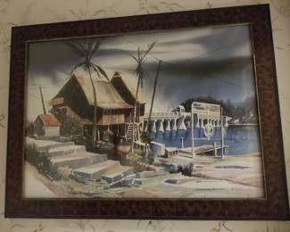 Tropical dock scene