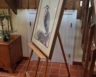 Carved avian easel