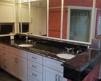 Stunning double bath vanity; vanity lights