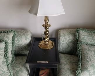 Tray table; table lamp