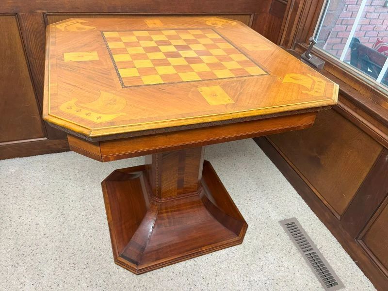 59 Max F. Ilsanker Mastercraftsman Marquetry Chess Game Tablemin