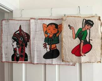 59 Vintage Chinese Batik Folk Tribal Art Wall Hangingmin