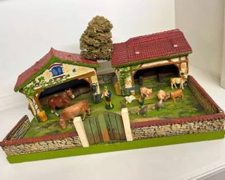 59 Vintage 1930s German Elastolin Toy Farm Barnmin