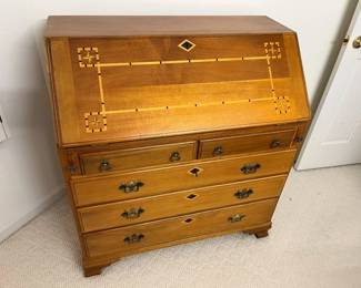 59 Max F. Ilsanker Mastercraftsman Marquetry Secretary Deskmin
