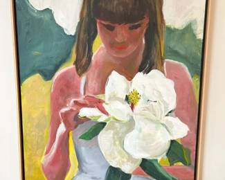59 Florida Girl With Magnolia Flower Original Acrylicmin