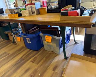 Hardwood Work Table with metal legs
