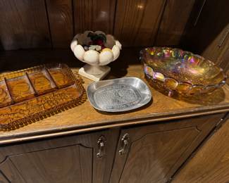Beautiful amber serving dishes. Home decor.