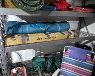 Camping supples...10 person tent, xl sleeping cot, beach chair.
