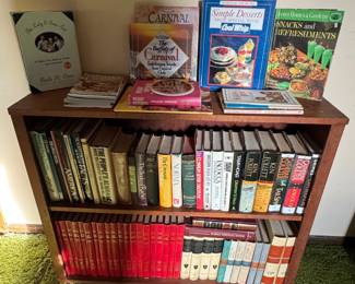 Cooks books and vintage reference materials.