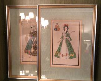 Trio of F. T. Richards antique golf lady prints