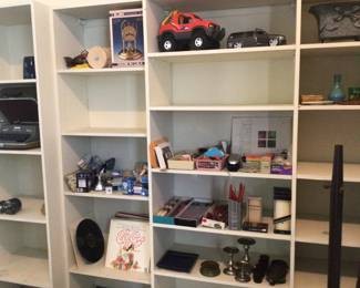 Records, toy trucks, candles, light bulbs