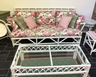 Rattan csofa, coffee table 