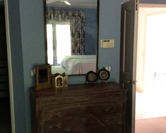Antique dresser 19”x46”x34” H, mirror 30”x50”H
