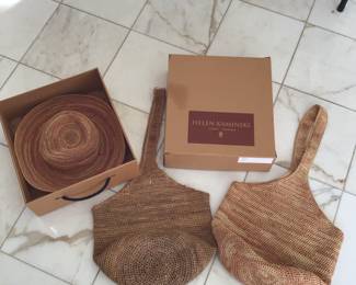 Helen Kaminski 3 pc. Lot raffia items. Matching hat n bag plus extra bag, as is