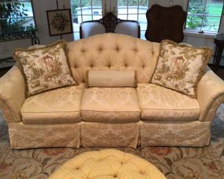 Zaksons camel back sofa with pillows 38”x90”x37”H