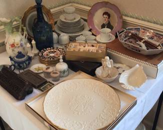 Variety of vintage porcelains, Lenox, Royal crown derby, Wedgwood