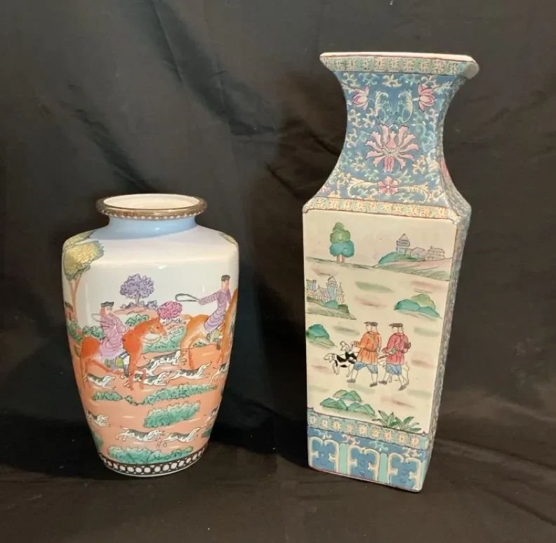 Chinese Inspired Decor Vase Duo