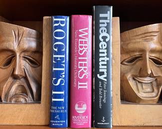 Vintage Comedy and Tragedy Theatre Bookends Hand Carved 