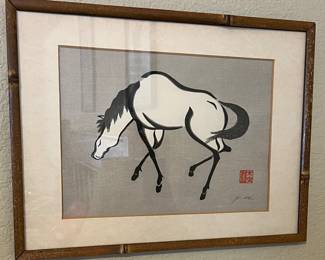 Art Urushibara Mokuchu Woodblock Print of Horse 