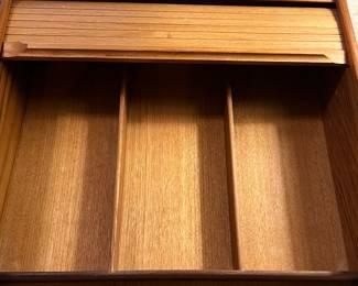 Vintage MCM Teak Rolltop Desk Organizer