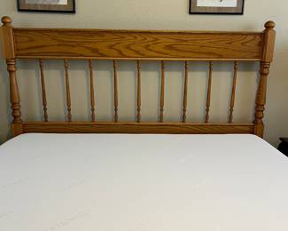 King Oak Headboard, Tuft & Needle King Mattress & Box Spring 