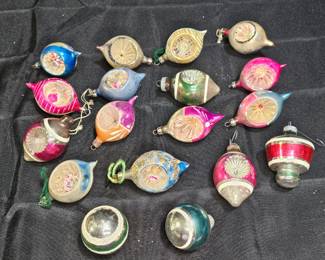 Vtg Teardrop Indent Mercury Glass Ornaments