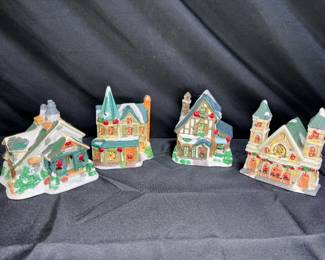 4 Piece 2004 Porcelain Christmas Village