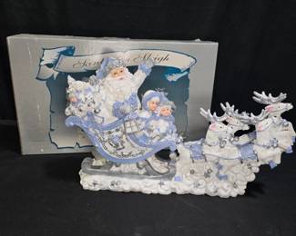 Santa on Sleigh Resin Christmas Mantle Piece