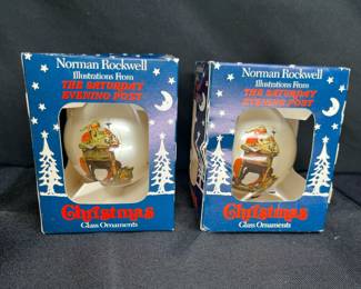 2 Norman Rockwell Saturday Evening Post Ornaments