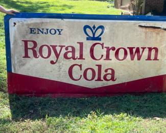 Vintage 8 ft. x 4 ft. Enjoy Royal Crown Cola Store Front Metal Sign