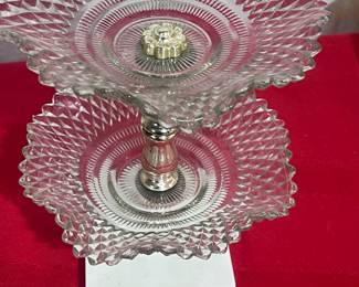 2 Tiered Marble Base Diamond Pattern Snack Tray