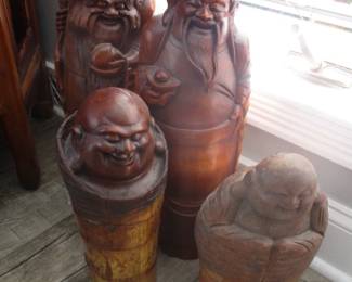 Hand Carved Bamboo Root Statues