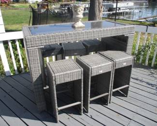 Safavieh Wicker Bar Height Dining Set