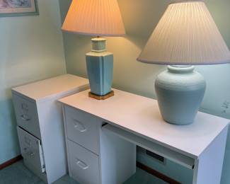 MCM Table Lamps, Computer Desk and File Cabinet 