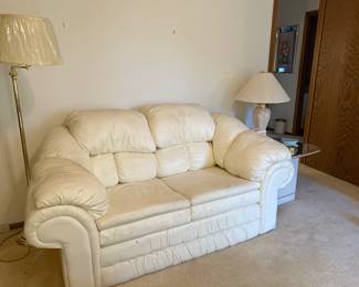White Leather Love Seat