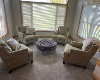 Sam Moore arm chairs, ottoman