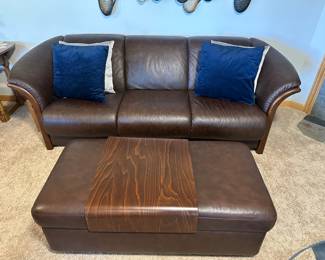 Ekornes Stressless Leather Couch And Ottoman - made in Norway