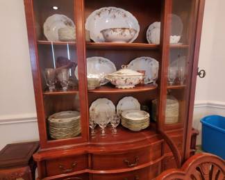 Vintage china cabinet and china 