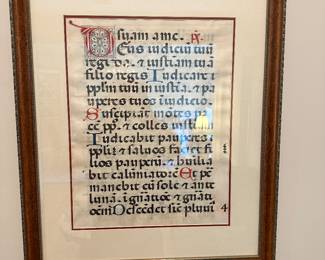 Original vintage Framed illuminated book pages 