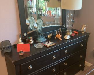 Mid-century dresser, and mirror