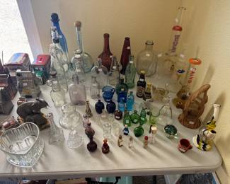 Assorted glass bottles